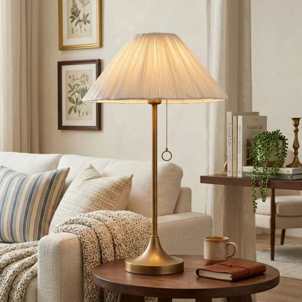 Drusilla Moderne Linnen Tafellamp met Golfrand At Ease Home Life