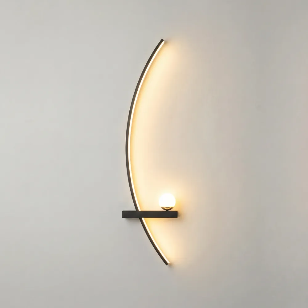 Forseti Minimalistische Arc Lineaire LED Wandlamp (Set van 2) Zwart At Ease Home Life