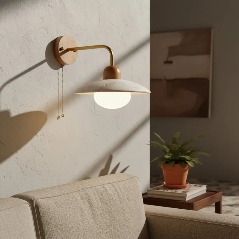 Jocelyn Moderne Disc Travertijn Grot Wandlamp At Ease Home Life