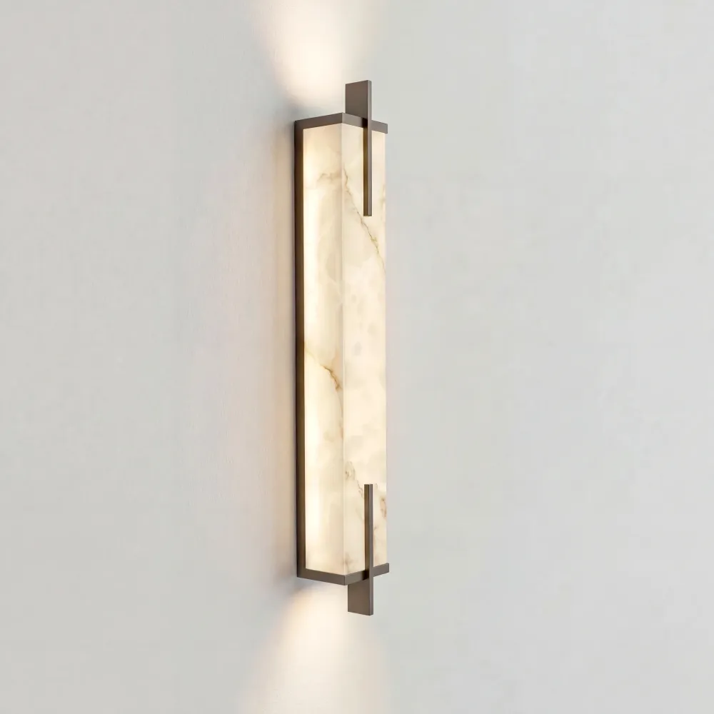 Kaius Modern Rechthoekige Alabaster Wandlamp Messing At Ease Home Life