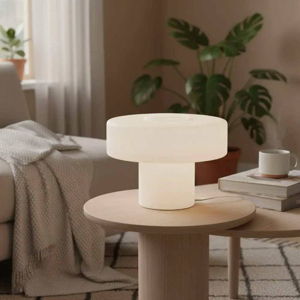 Mamie Modern Kleurrijke Glazen Paddenstoel Tafellamp At Ease Home Life
