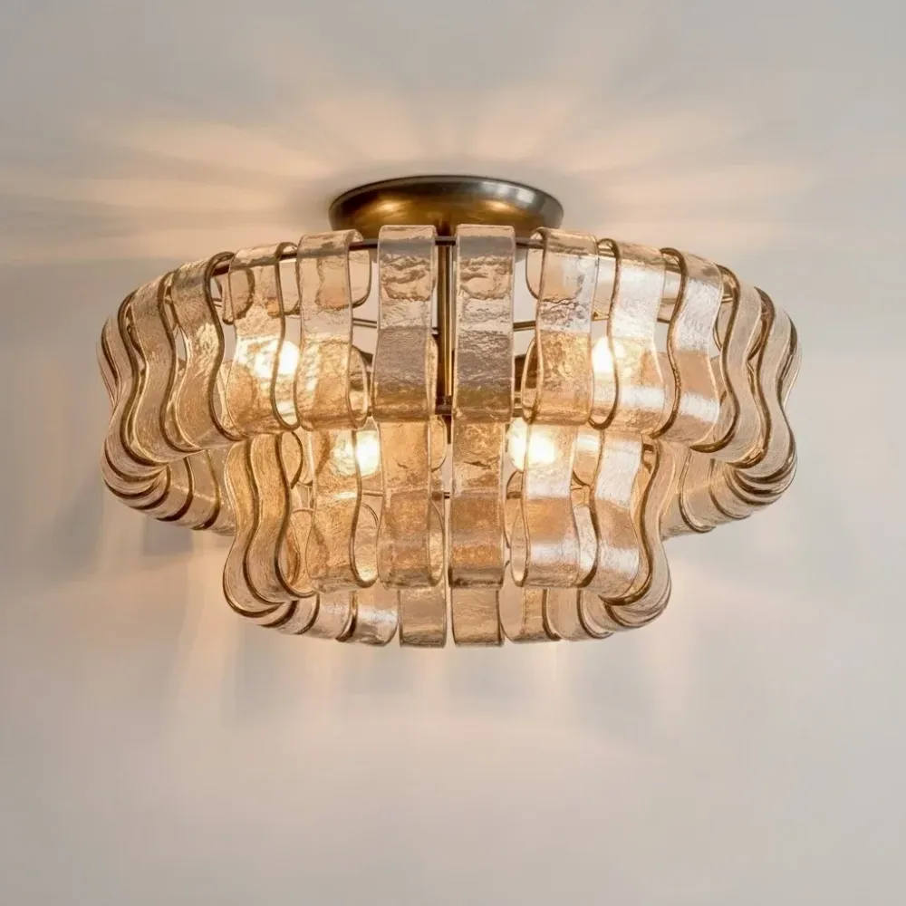 Meron Moderne Dubbele Laag Glazen Plafondlamp Duidelijk At Ease Home Life