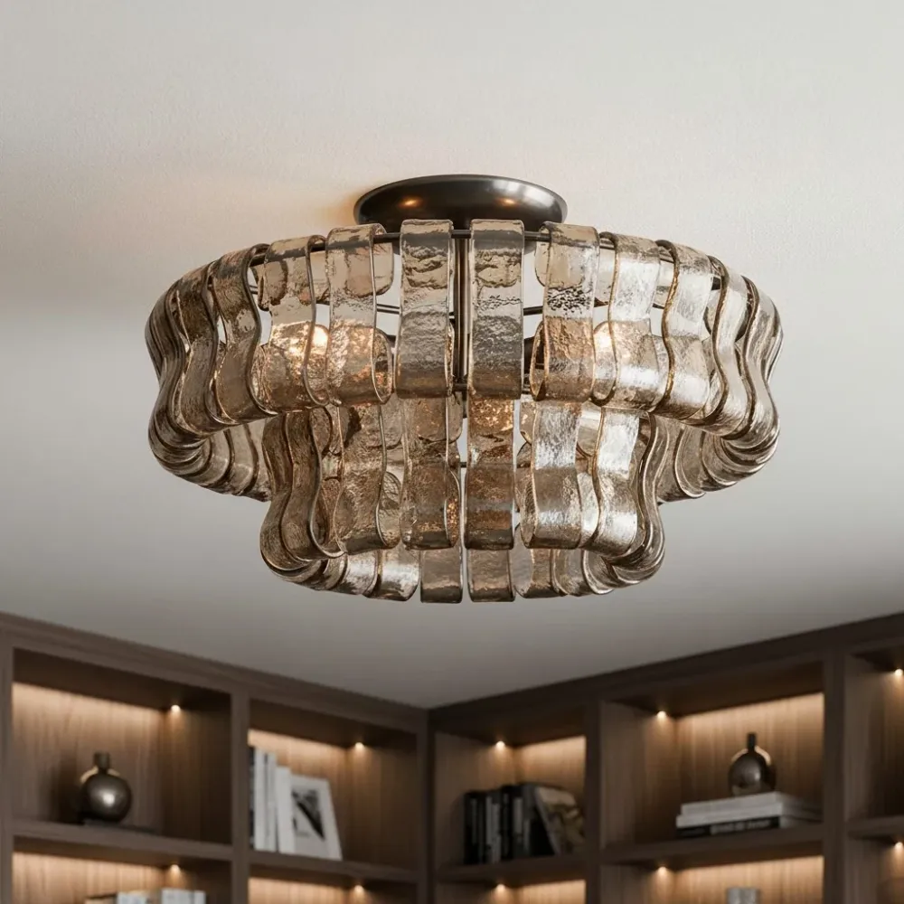 Meron Moderne Dubbele Laag Glazen Plafondlamp Duidelijk At Ease Home Life