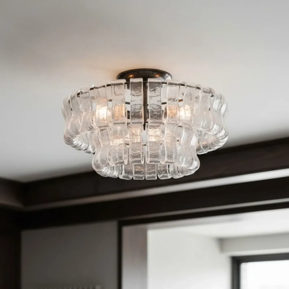 Meron Moderne Dubbele Laag Glazen Plafondlamp Duidelijk At Ease Home Life