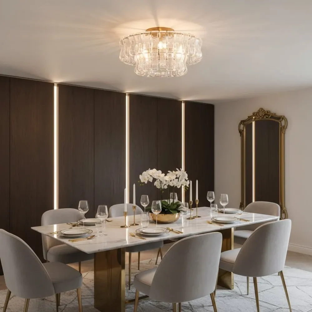 Meron Moderne Dubbele Laag Glazen Plafondlamp Duidelijk At Ease Home Life