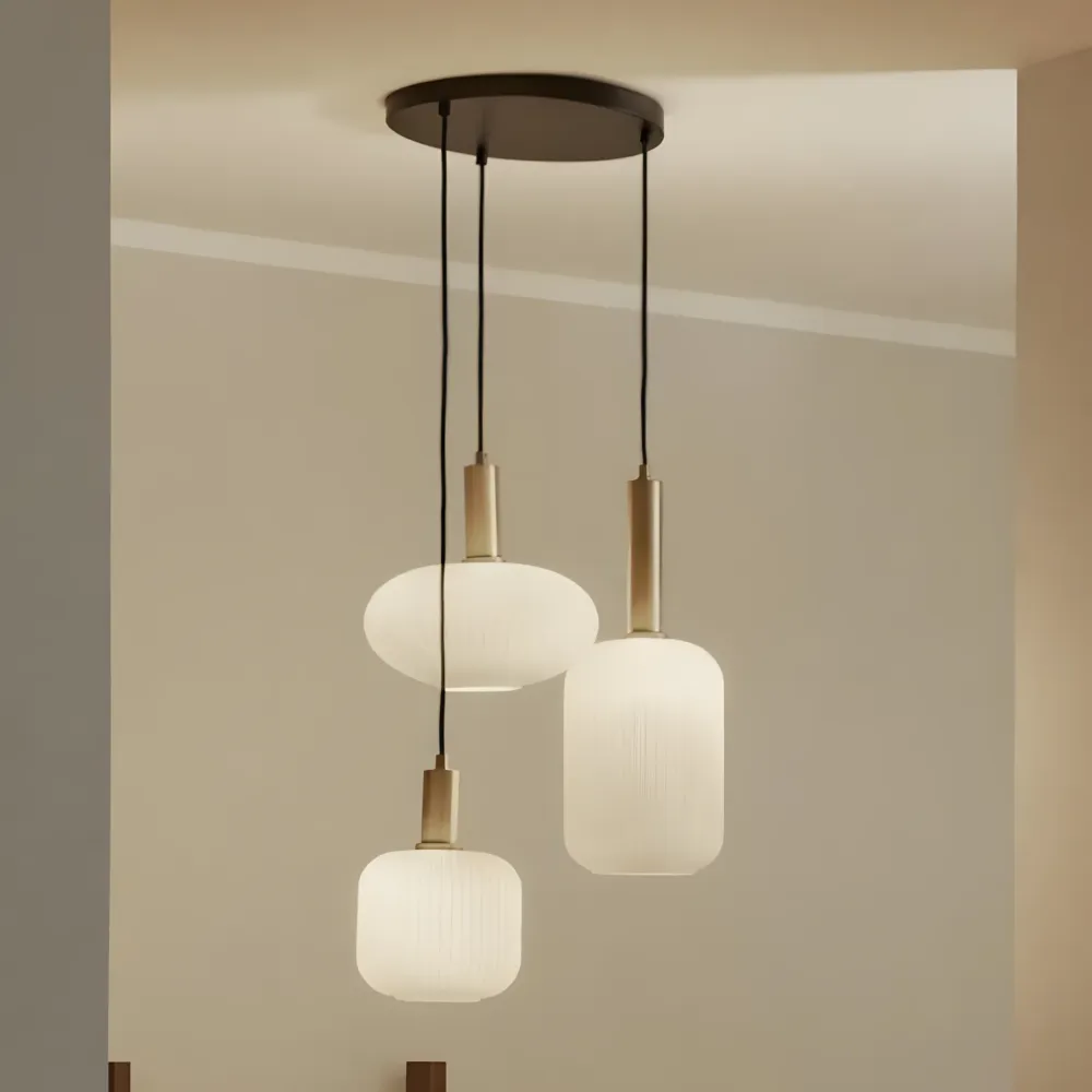 Nyrielle Minimalistische Opel glazen hanglamp White At Ease Home Life