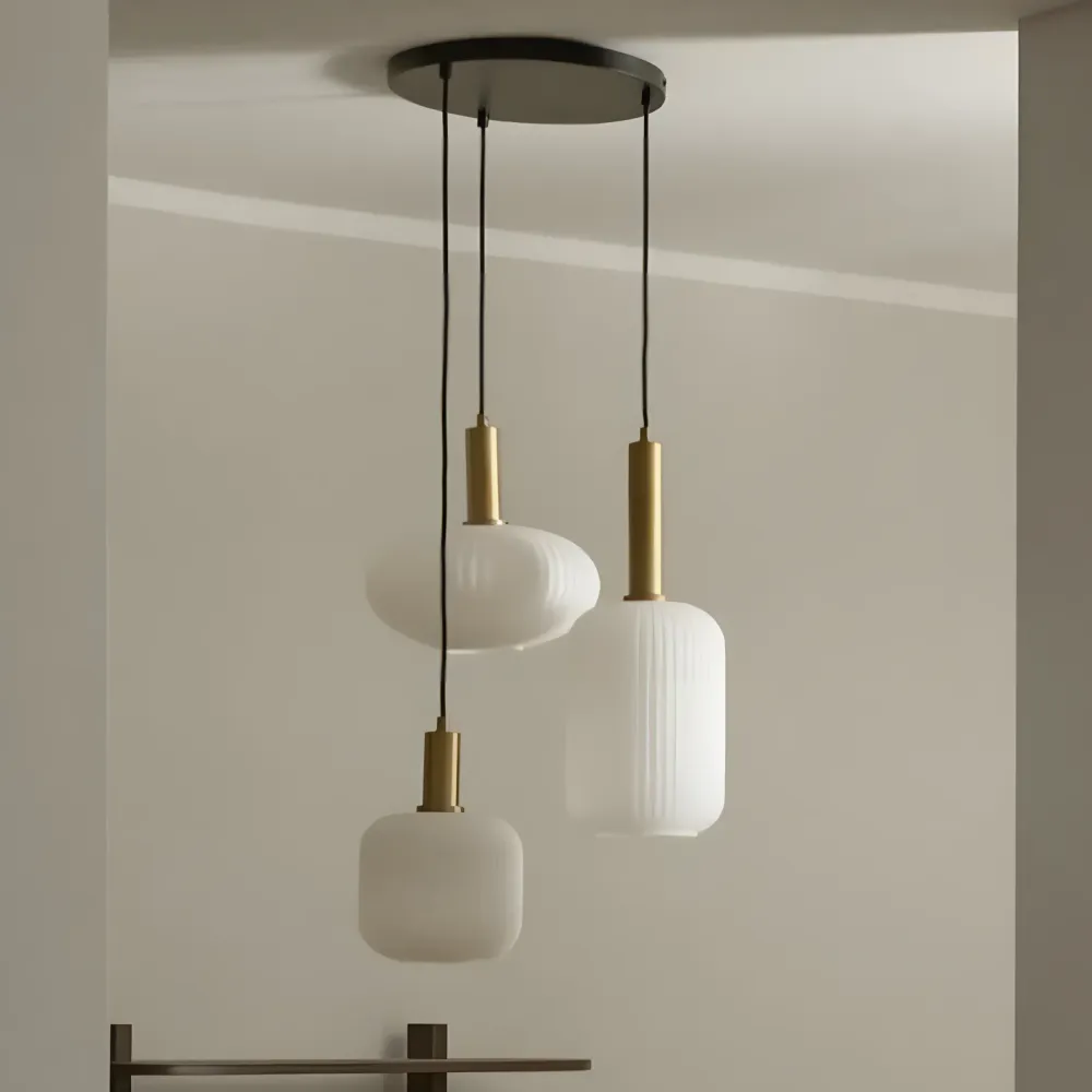Nyrielle Minimalistische Opel glazen hanglamp White At Ease Home Life