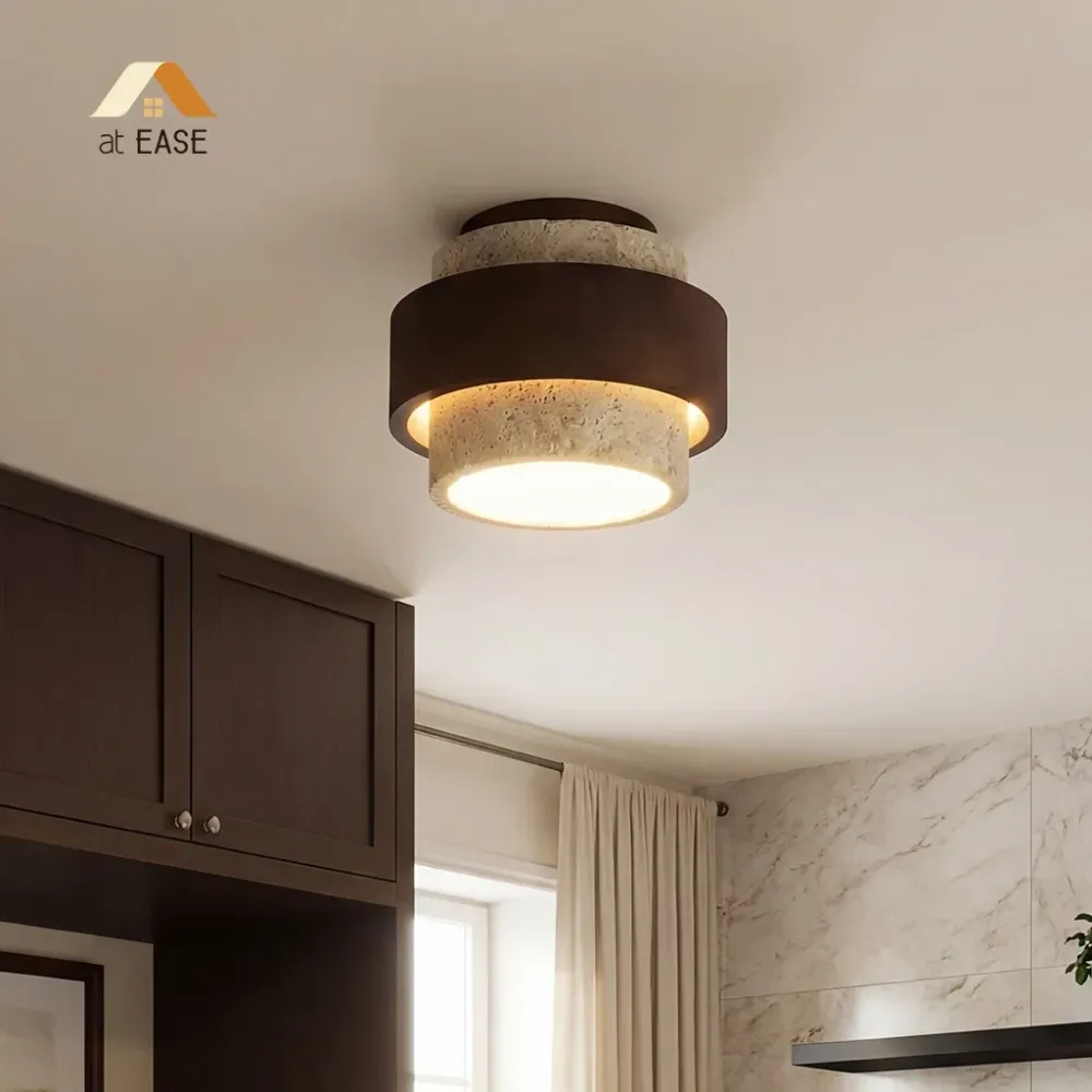 Owen Wabi-Sabi Travertijn cilindrische plafondlamp At Ease Home Life