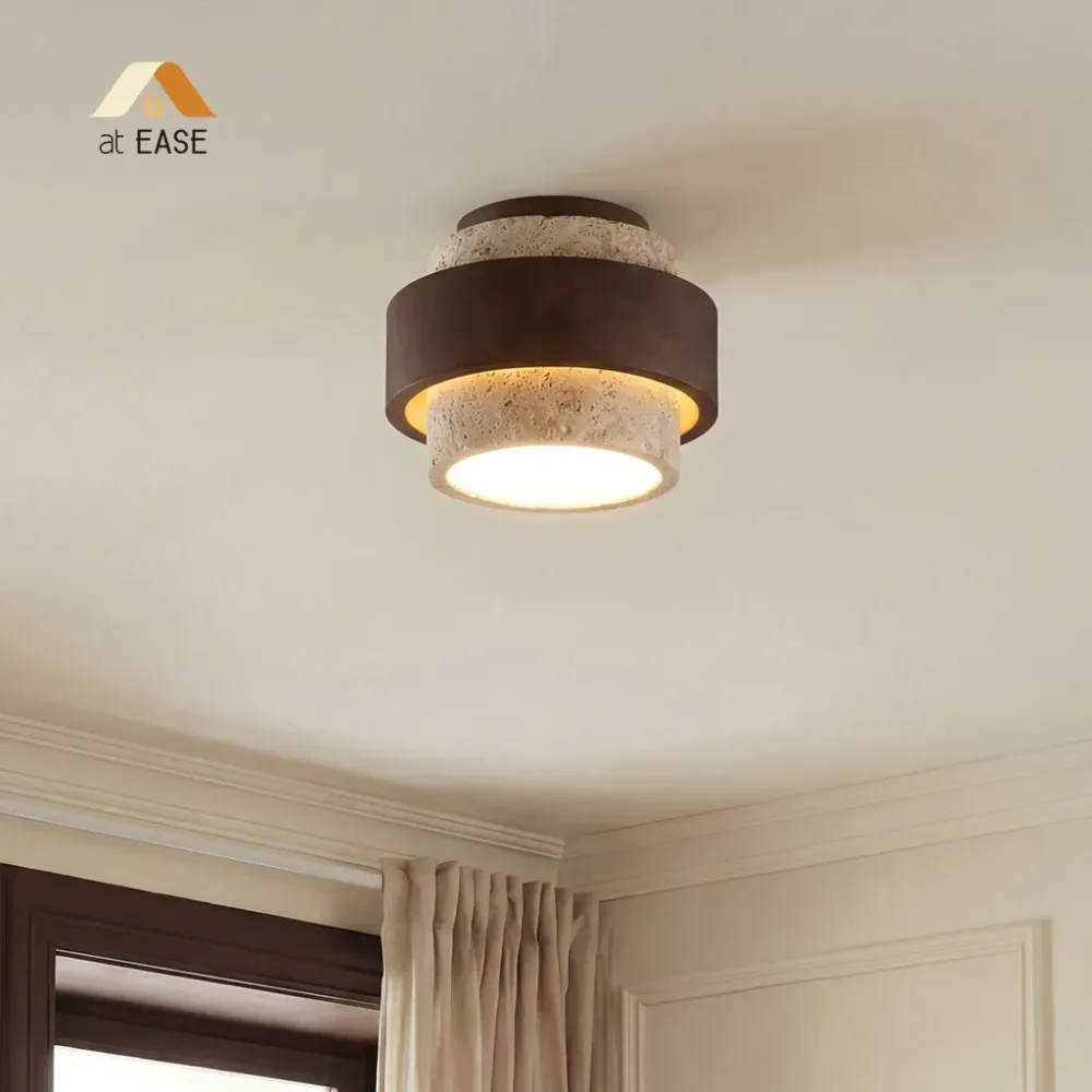 Owen Wabi-Sabi Travertijn cilindrische plafondlamp At Ease Home Life