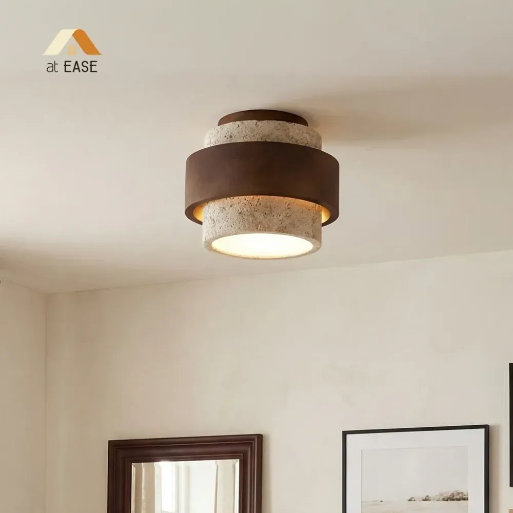 Owen Wabi-Sabi Travertijn cilindrische plafondlamp At Ease Home Life