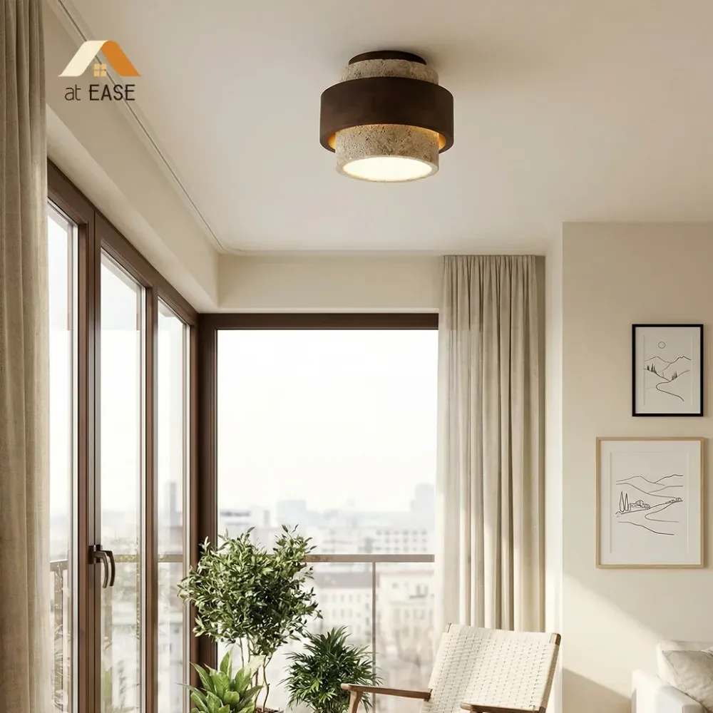 Owen Wabi-Sabi Travertijn cilindrische plafondlamp At Ease Home Life