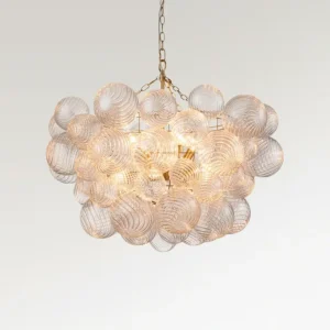 Reid Luxe Geribbelde Bellen Glas Kroonluchter Messing At Ease Home Life