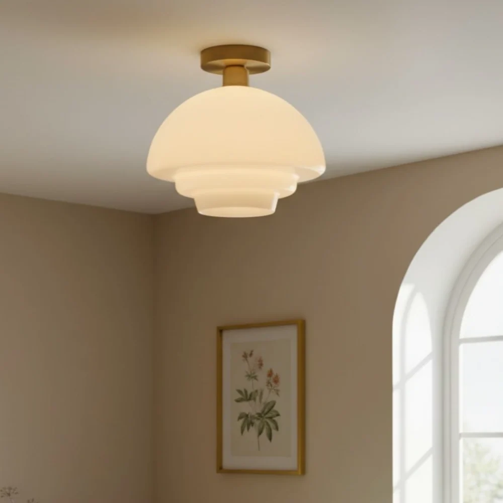 Zofia Retro Minimalistische Melkglas Plafondlamp At Ease Home Life