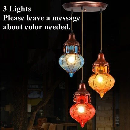 Bohemian Mediterrane Kleurrijke Glazen Plafond Drop Light Hanglamp Verlichting Armatuur Voor Cafe Bar Restaurant Cafe Deco...