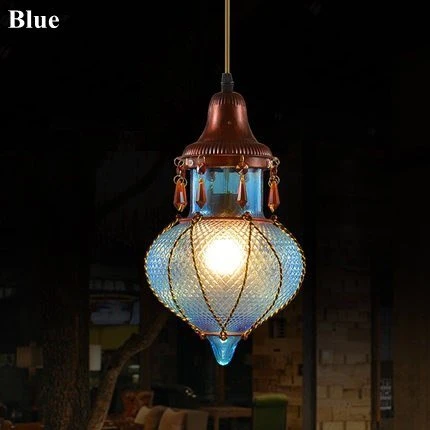 Bohemian Mediterrane Kleurrijke Glazen Plafond Drop Light Hanglamp Verlichting Armatuur Voor Cafe Bar Restaurant Cafe Deco...