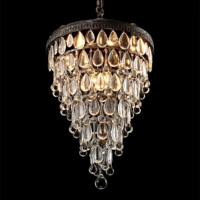 Empire-stijl Retro Vintage Cooper Crystal Drops E14 LED-kroonluchters ATY Home Decor