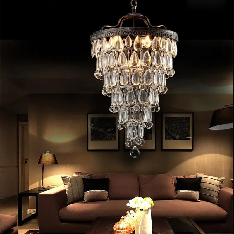 Empire-stijl Retro Vintage Cooper Crystal Drops E14 LED-kroonluchters ATY Home Decor