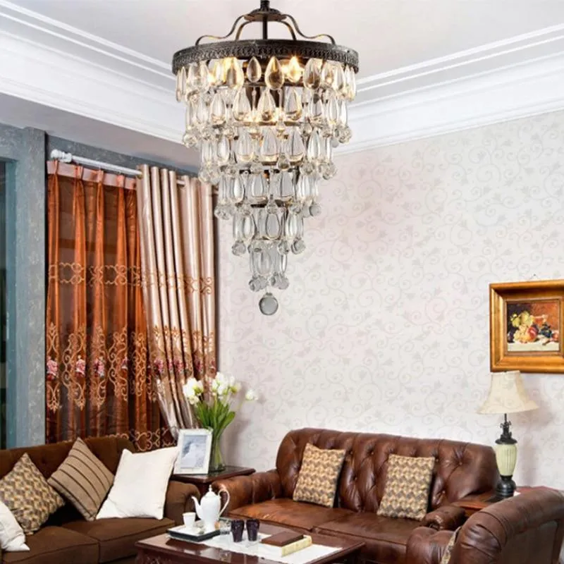 Empire-stijl Retro Vintage Cooper Crystal Drops E14 LED-kroonluchters ATY Home Decor