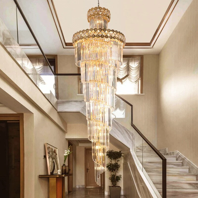 Grote Moderne Kristallen Kroonluchter Voor Trap Lange Villa Ketting Verlichtingsarmatuur Diameter ATY Home Decor