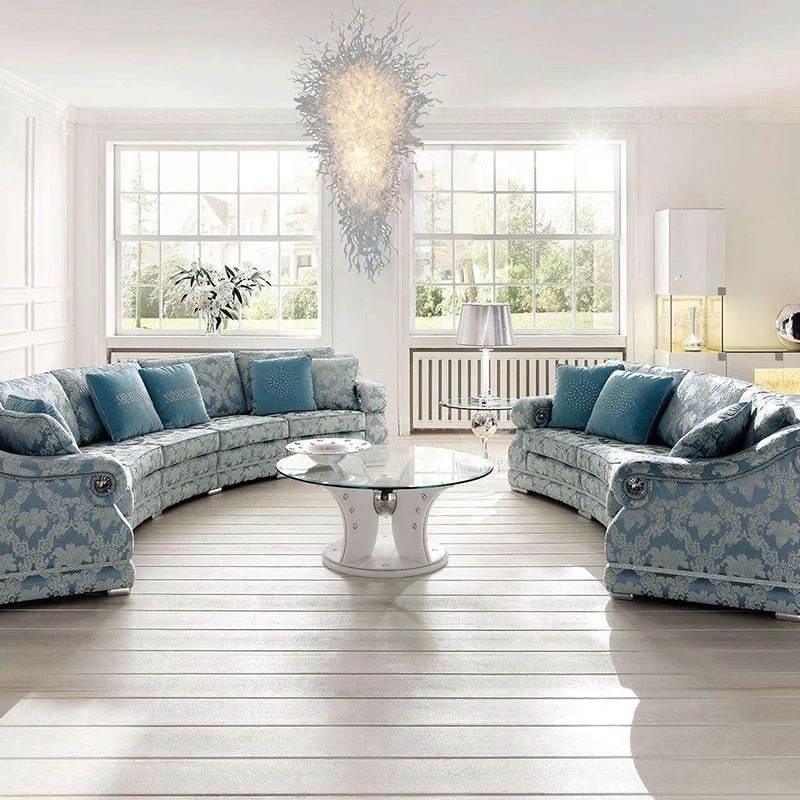 Handgeblazen klassieke witte grote LED-kroonluchter van Muranoglas ATY Home Decor