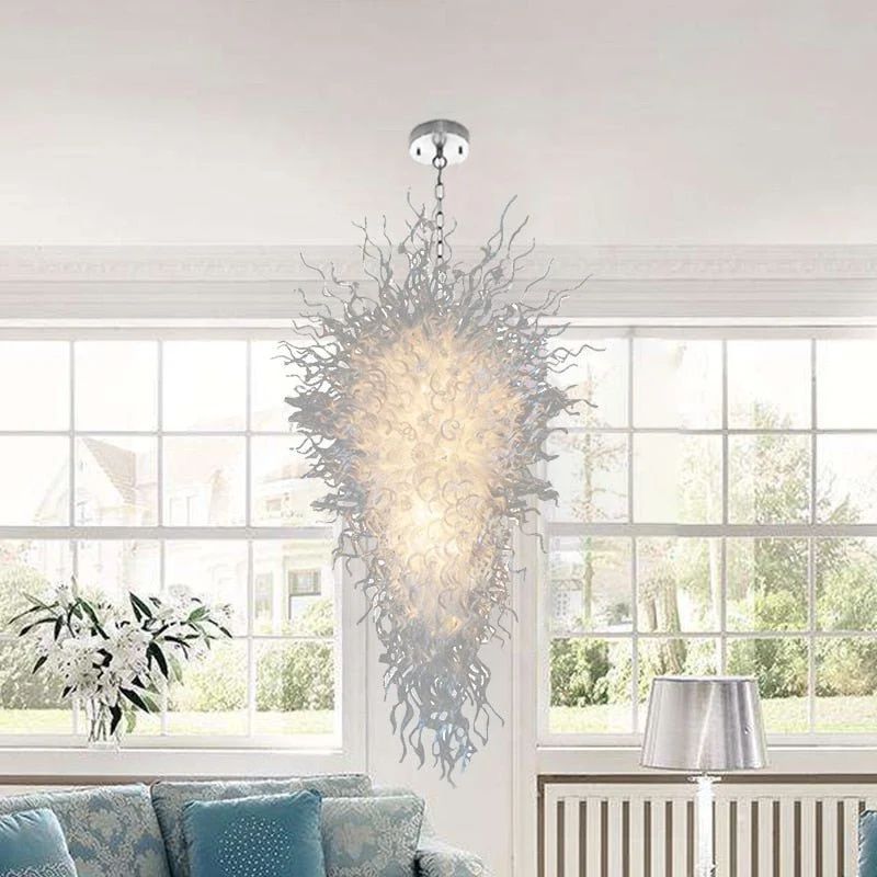 Handgeblazen klassieke witte grote LED-kroonluchter van Muranoglas ATY Home Decor