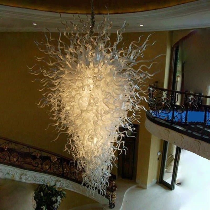 Handgeblazen klassieke witte grote LED-kroonluchter van Muranoglas ATY Home Decor