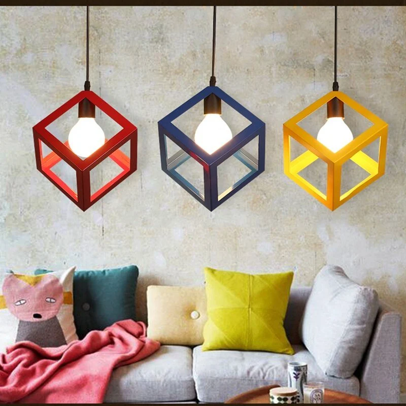 Hanglampen Lamp, Modern Kleurrijk Frame LED Keuken Licht Lampenkap Voor Keuken Eiland Armatuur Restaurant Decoratie ATY Ho...
