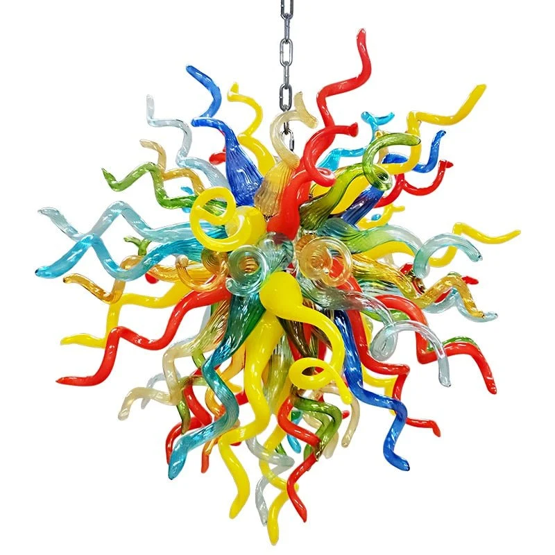 Kleurrijke handgeblazen glazen kroonluchter opknoping lichtpunt W50xh50cm ATY Home Decor