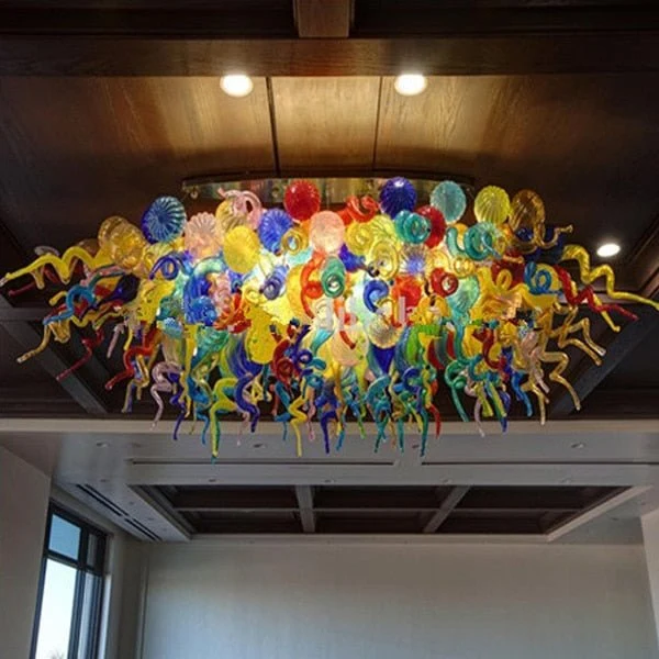 Luxe Art Lamp Murano Multicolor Bubbles LED Geblazen Glas Plafond Gemonteerde Kroonluchters voor Eetkamer ATY Home Decor