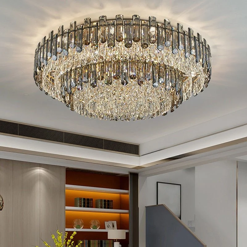 Luxe Grote Zwarte Kleur Kristal Woonkamer Plafondlamp Diameter ATY Home Decor