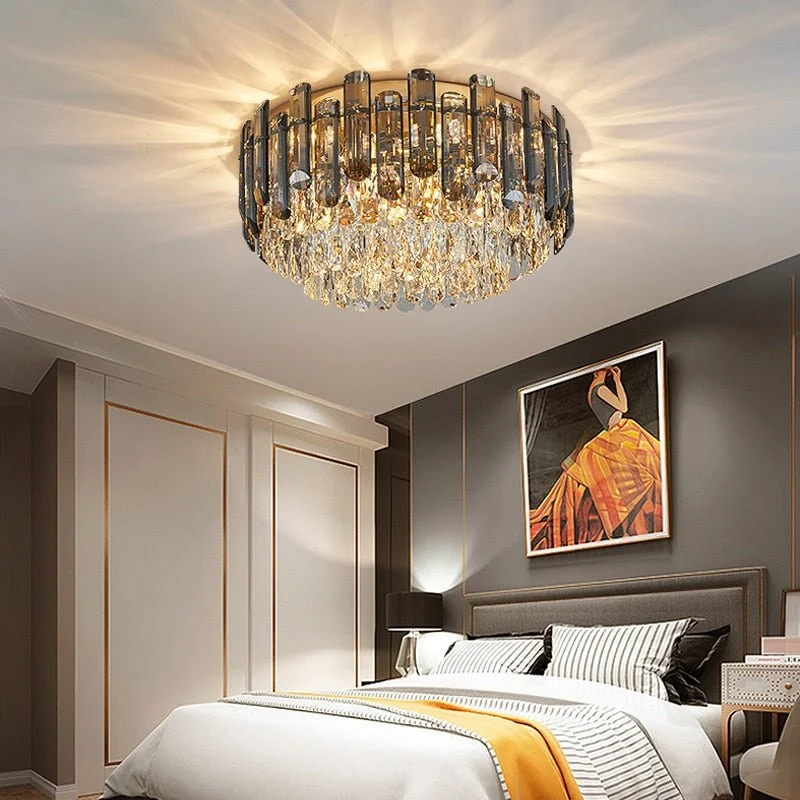 Luxe Grote Zwarte Kleur Kristal Woonkamer Plafondlamp Diameter ATY Home Decor