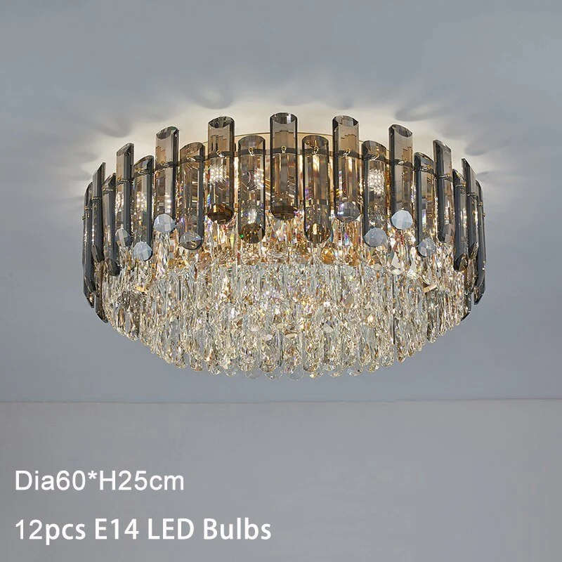 Luxe Grote Zwarte Kleur Kristal Woonkamer Plafondlamp Diameter ATY Home Decor