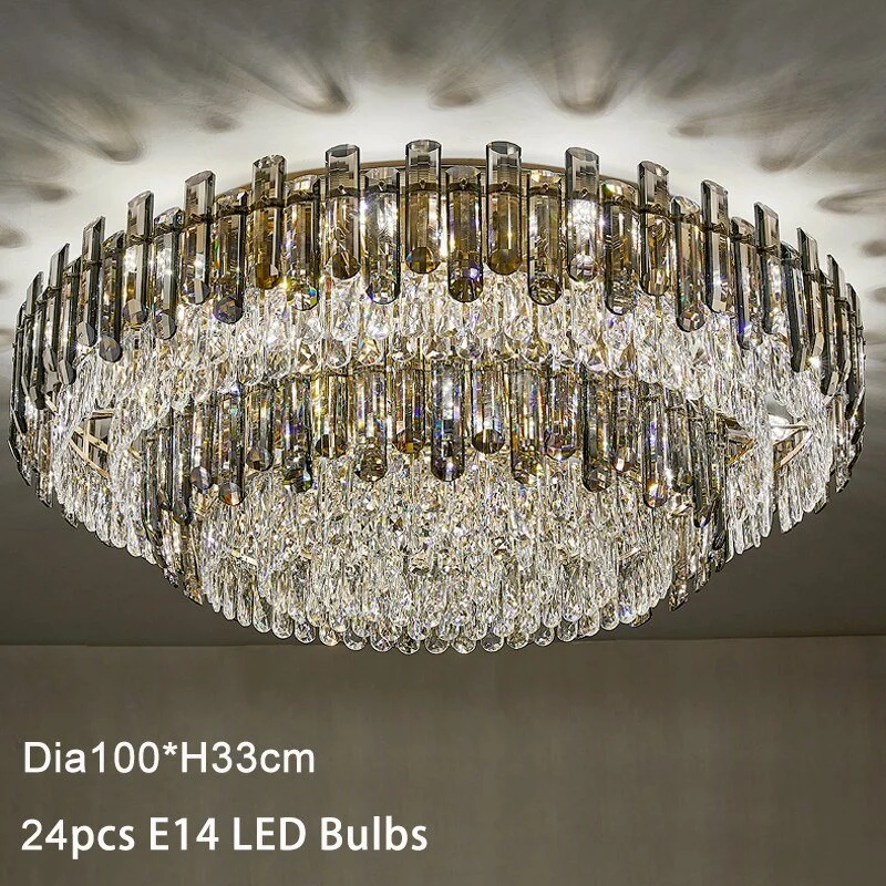 Luxe Grote Zwarte Kleur Kristal Woonkamer Plafondlamp Diameter ATY Home Decor