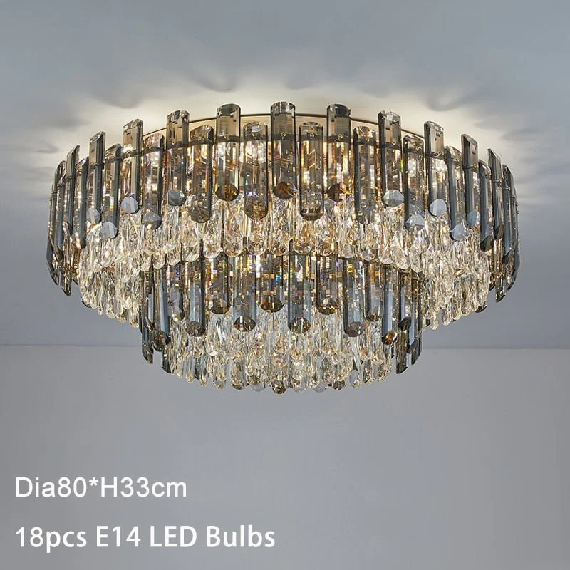 Luxe Grote Zwarte Kleur Kristal Woonkamer Plafondlamp Diameter ATY Home Decor