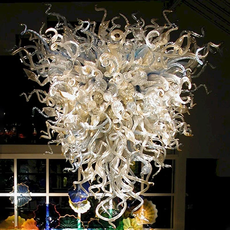 Luxe Home Verlichting LED Lichtbron Lustre Beige Kleur Murano Glas Kroonluchter Width ATY Home Decor