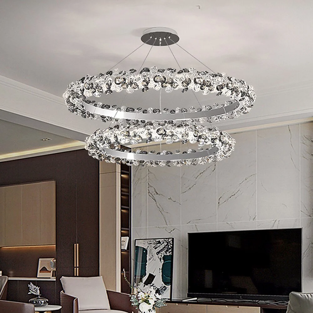 Luxe Kristallen LED Kroonluchter - Modern Hangend Ontwerp - Foyer - Eetkamer - Slaapkamerdecor Diameter ATY Home Decor