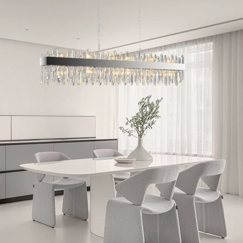 Moderne Chroom Rechthoekige Kristallen Kroonluchter Voor Keukeneiland Woonkamer Length ATY Home Decor