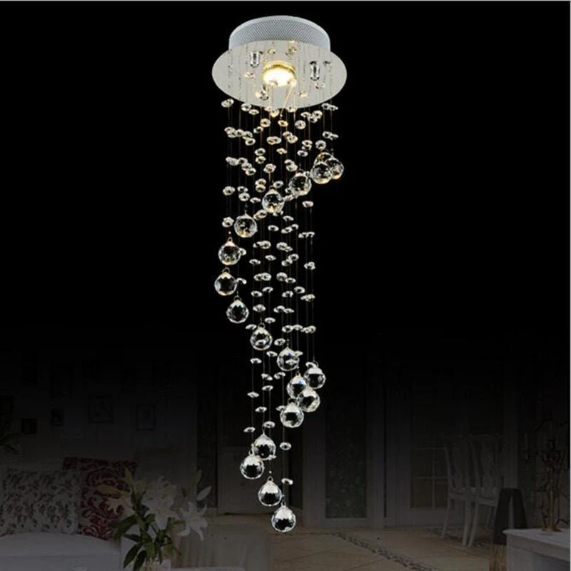 Moderne Clear Waterford Spiraal Bol LED Lustre Kristallen Kroonluchter Plafondlamp Schorsing Hanglamp Home Verlichting Arm...