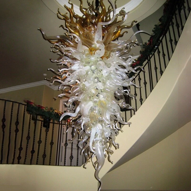 Moderne Grote Art Deco Murano Handgemaakte Geblazen Glazen Glaskroonluchter Voor Woonkamer Hal Kroonluchter D60xh150cm ATY...