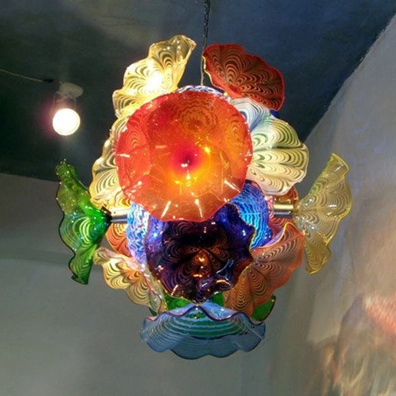 Moderne Handgeblazen Glazen Kroonluchter Murano Kunst Licht Bloem Platen Lamp Home Woonkamer Decoratie ATY Home Decor