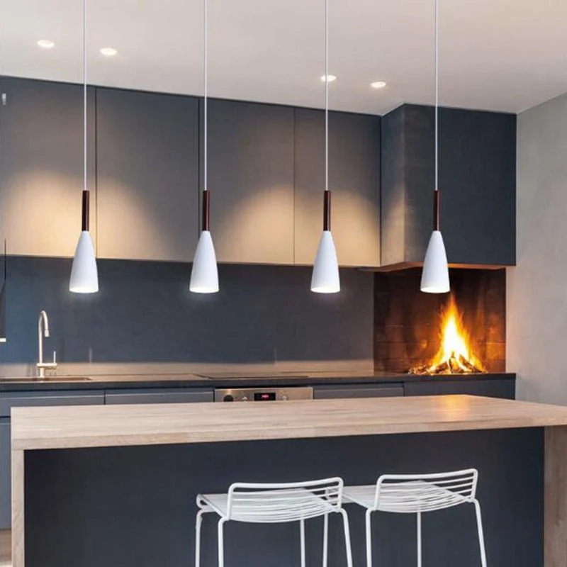 Moderne Hanglamp Keuken Opknoping Lamp Eetkamer Keuken Verlichting Armatuur Loft Decor Hout Lamp Armatuur Glans ATY Home D...
