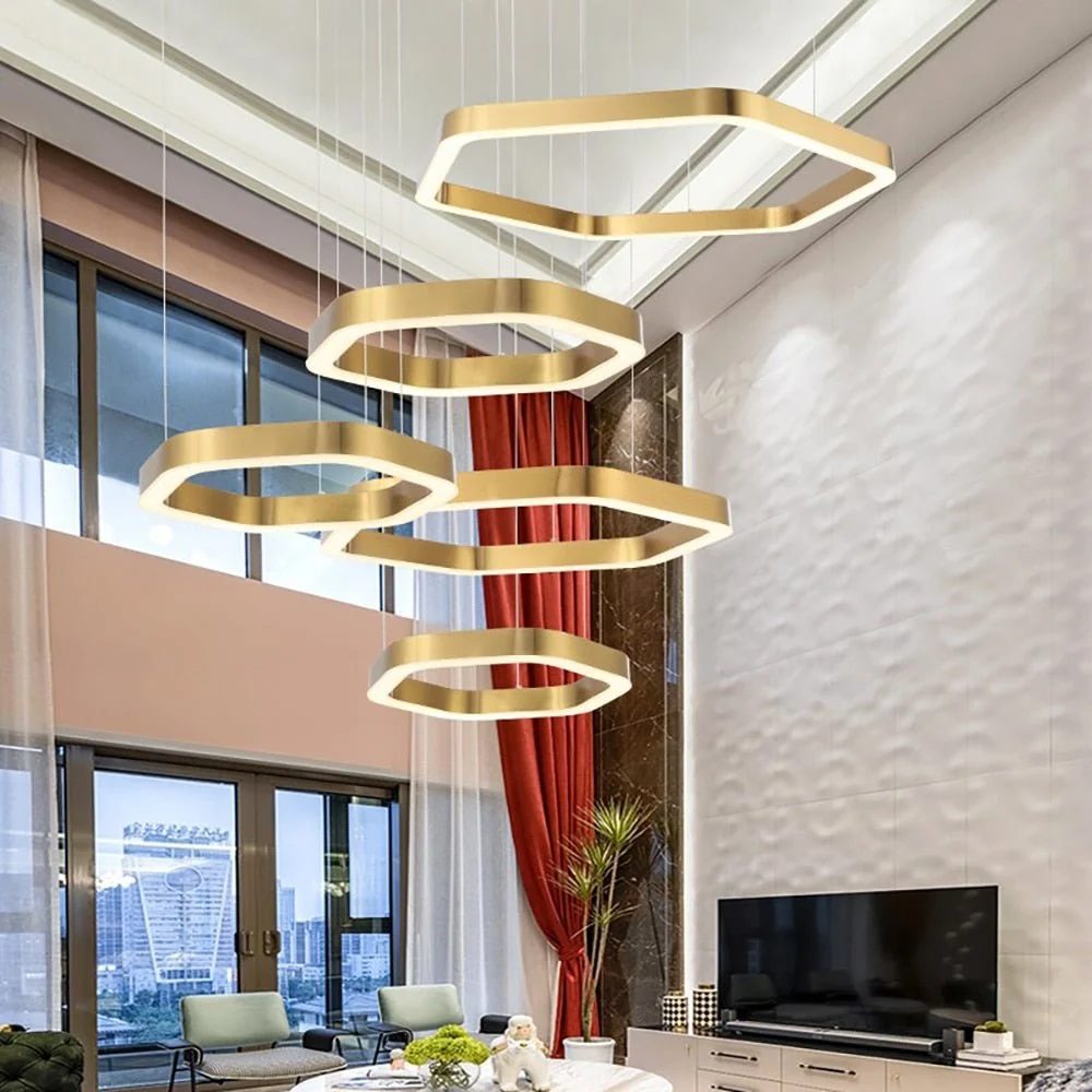 Moderne Led Kroonluchter Goud Woonkamerlamp Luxe Creatieve Roestvrij Shop Licht Armatuur Combinatie Diameter ATY Home Decor