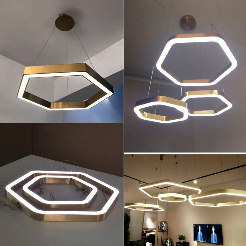 Moderne Led Kroonluchter Goud Woonkamerlamp Luxe Creatieve Roestvrij Shop Licht Armatuur Combinatie Diameter ATY Home Decor