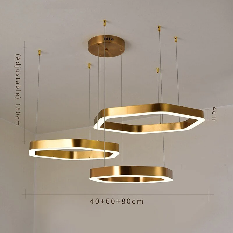 Moderne Led Kroonluchter Goud Woonkamerlamp Luxe Creatieve Roestvrij Shop Licht Armatuur Combinatie Diameter ATY Home Decor