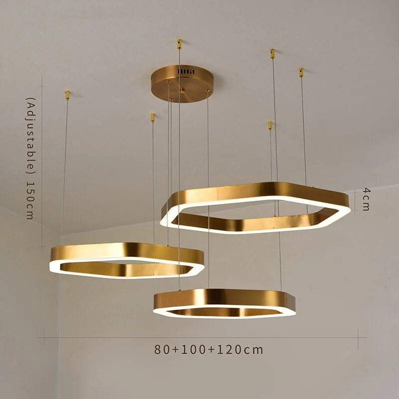 Moderne Led Kroonluchter Goud Woonkamerlamp Luxe Creatieve Roestvrij Shop Licht Armatuur Combinatie Diameter ATY Home Decor