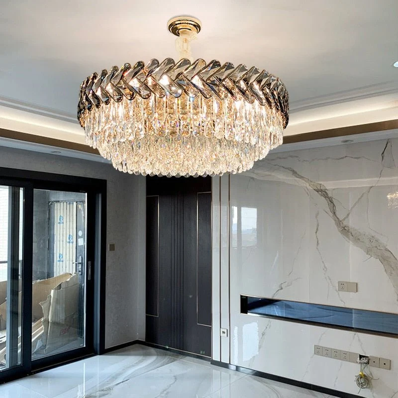 Moderne Led Kroonluchter Voor Woonkamer Eetkamer Decoratie Slaapkamer Rond Keuken Rookgrijze Lamp Round ATY Home Decor