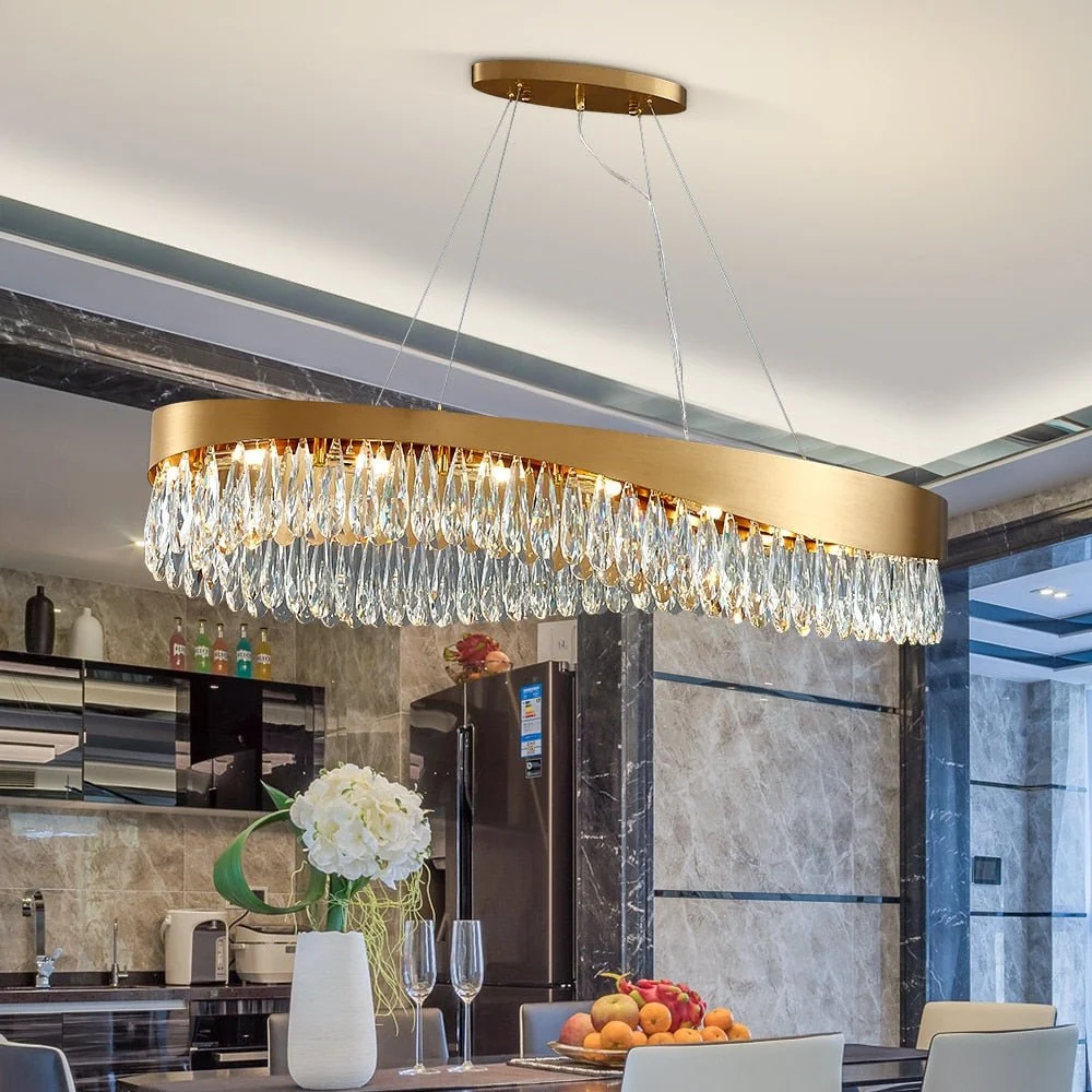 Moderne Ovale LED Kristallen Kroonluchter Verlichting Voor Eetkamer Luxe Goud Indoor Luster Keuken Home L ATY Home Decor