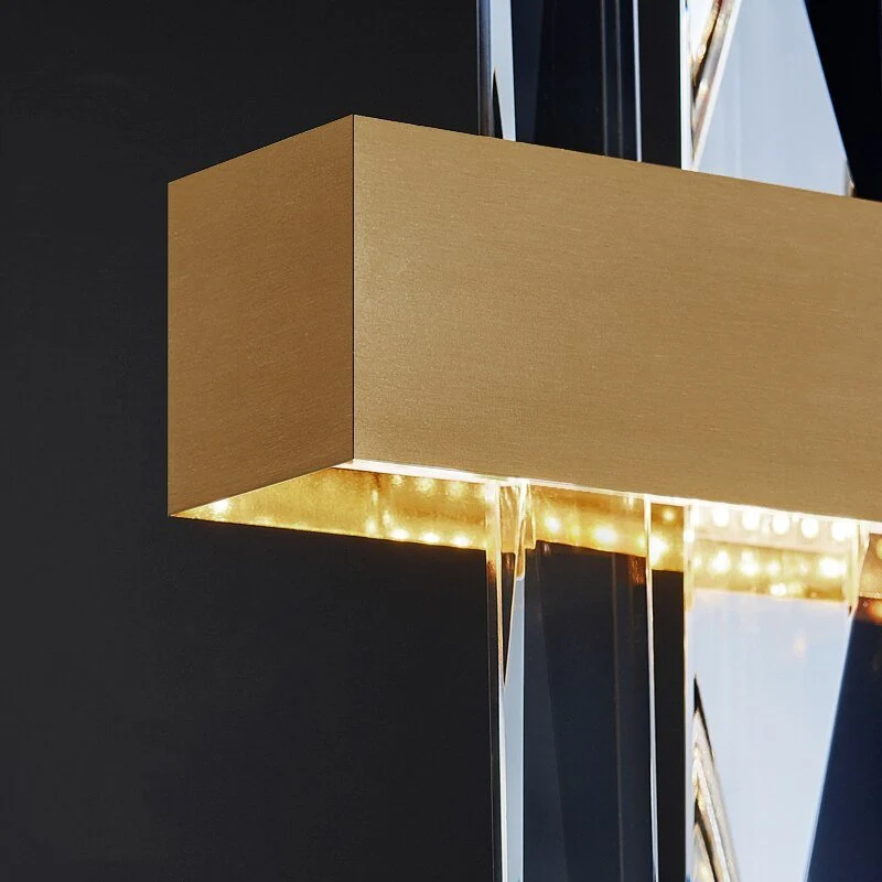Moderne Rechthoek Gouden Kroonluchter De Woonkamer Eetkamer Woondecoratie Kristal Licht Keuken Eiland Binnenverlichting AT...