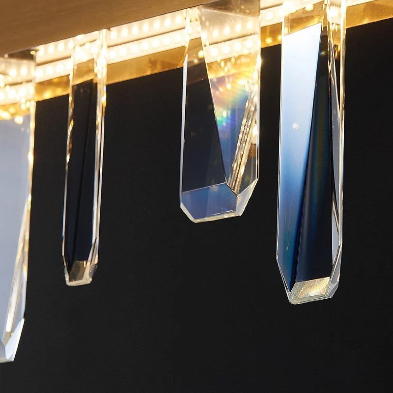 Moderne Rechthoek Gouden Kroonluchter De Woonkamer Eetkamer Woondecoratie Kristal Licht Keuken Eiland Binnenverlichting AT...