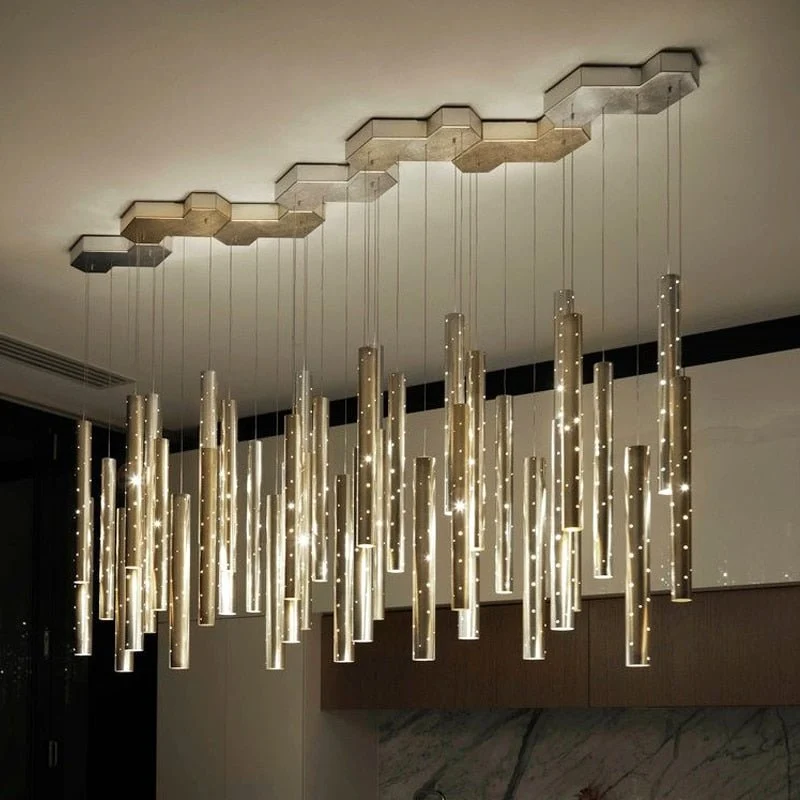 Moderne Scandinavische buisvormige LED-kroonluchter voor de eetkamer 12 ATY Home Decor